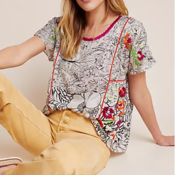 Anthropologie Multicolor Floral Blouse - Picture 1 of 13